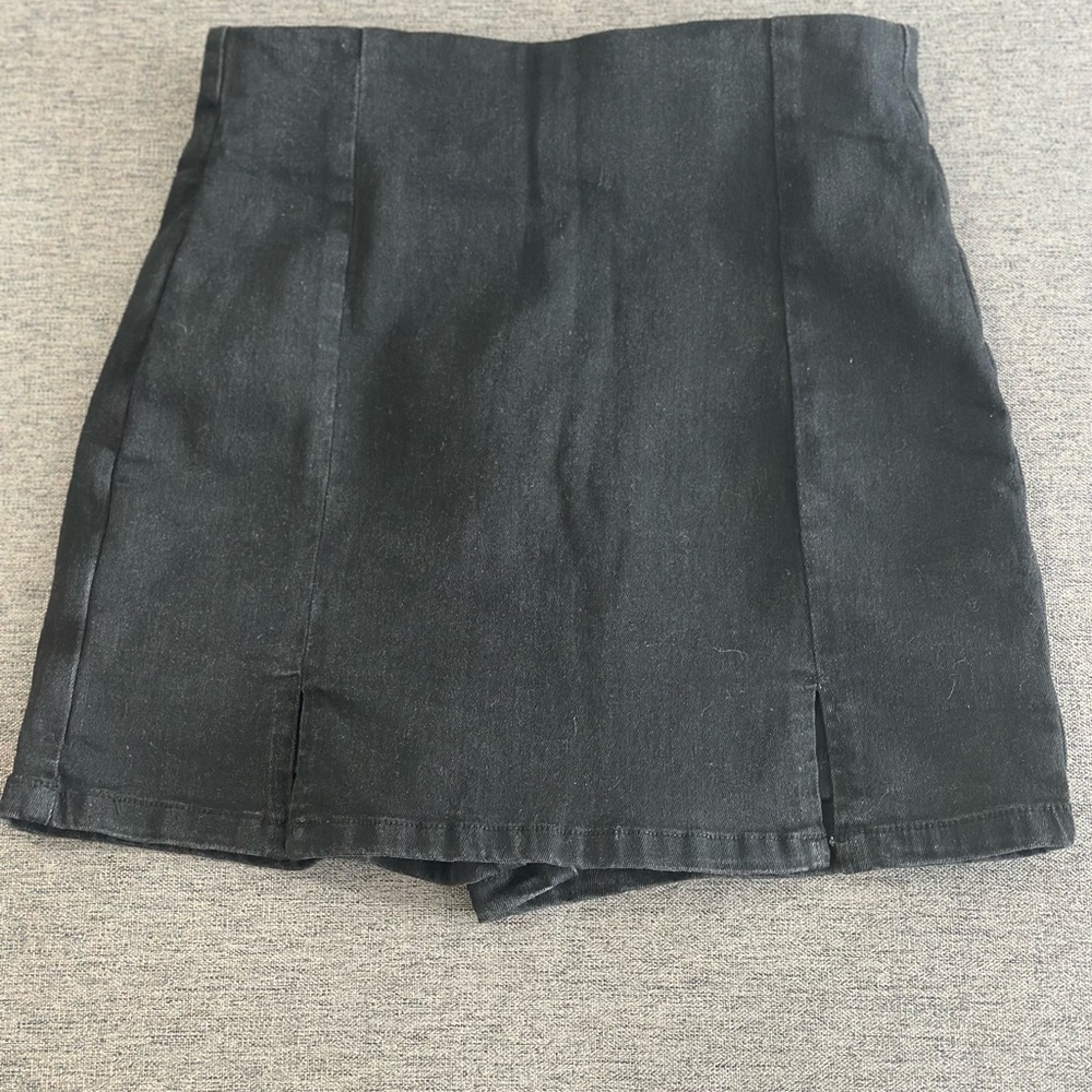Black Denim Mini Skort